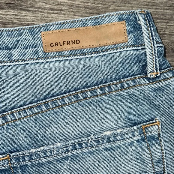 GRLFRND Helena High Rise Shorts Size 29 Breakout Cut Out Hip Blue Distressed 90s